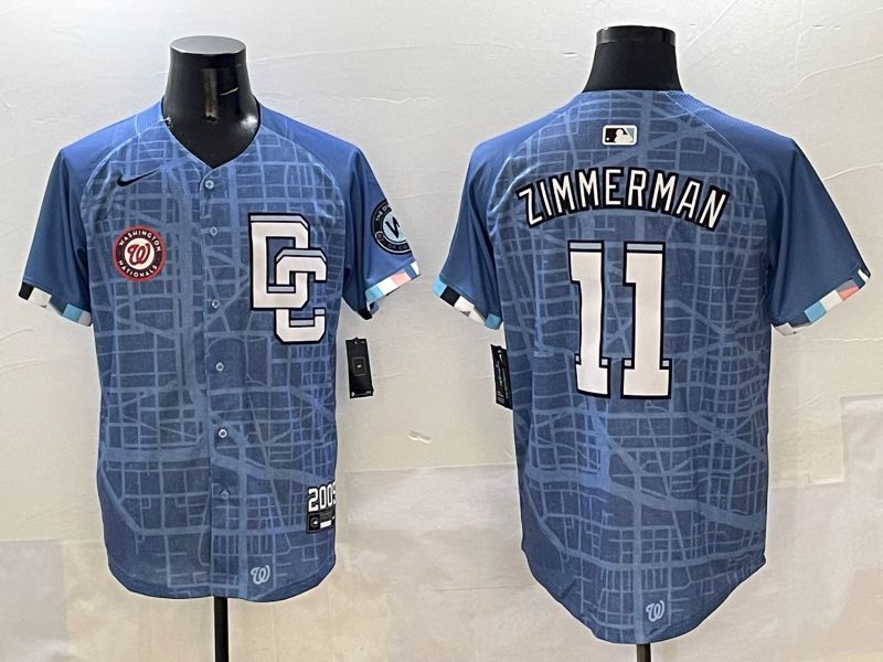 Men Washington Nationals 11 Zimmerman Blue Joint Name 2025 Nike MLB Jersey style 4